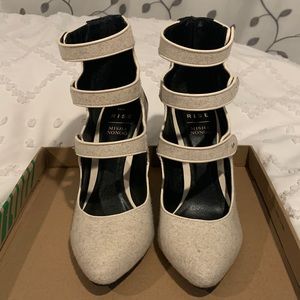 Aldo Rise- Misha Nonoo block heels. Champagne and black. Size 8.5